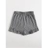 imageMakeMeChic Womens Plaid Gingham Elastic Waist Ruffle Trim Wrap Tie Side Summer ShortsBlack and White