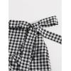 imageMakeMeChic Womens Plaid Gingham Elastic Waist Ruffle Trim Wrap Tie Side Summer ShortsBlack and White