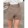 imageMakeMeChic Womens Plaid Shorts Wrap Front Bow Knot Tie Side Work Office Skort ShortKhaki