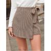 imageMakeMeChic Womens Plaid Shorts Wrap Front Bow Knot Tie Side Work Office Skort ShortKhaki