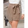 imageMakeMeChic Womens Plaid Shorts Wrap Front Bow Knot Tie Side Work Office Skort ShortKhaki