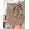 imageMakeMeChic Womens Plaid Shorts Wrap Front Bow Knot Tie Side Work Office Skort ShortKhaki