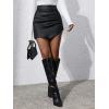 imageMakeMeChic Womens Ruched High Waisted Bodycon Pencil Mini Skirt Asymmetrical Fitted Short SkirtsBlack