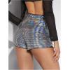 imageMakeMeChic Womens Sequin Skort Metallic Ring Linked Wrap Front Y2K Rave Sparkly Shorts SkortsBlack