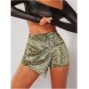 imageMakeMeChic Womens Sequin Skort Metallic Ring Linked Wrap Front Y2K Rave Sparkly Shorts SkortsGold