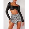 imageMakeMeChic Womens Sequin Skort Metallic Ring Linked Wrap Front Y2K Rave Sparkly Shorts SkortsMulticolor