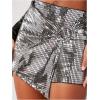 imageMakeMeChic Womens Sequin Skort Metallic Ring Linked Wrap Front Y2K Rave Sparkly Shorts SkortsMulticolor