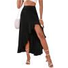 imageMakeMeChic Womens Boho Floral High Waisted Ruffle Skirt Split Thigh Swing Summer Maxi Long SkirtBlack a