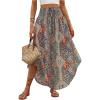 imageMakeMeChic Womens Boho Skirt Summer Beach Floral Flowy Long Midi SkirtMulticolored