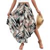 imageMakeMeChic Womens Boho Skirt Summer Beach Floral Flowy Long Midi SkirtWhite Black Multi