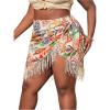 imageMakeMeChic Womens Floral Tie Side Wrap Tassel Mini Skirt Cover Up Beach SkirtPlus Multi
