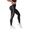 imageMakeMeChic Womens High Waist Skinny Sheer Mesh Insert Workout Leggings Yoga TightsBlack B