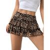 imageMakeMeChic Womens Lace Mini Skirt with Shorts Leopard Ruffle Skirt SkortLeopard