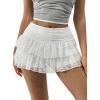 imageMakeMeChic Womens Lace Mini Skirt with Shorts Leopard Ruffle Skirt SkortWhite