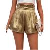 imageMakeMeChic Womens Metallic Shorts High Waisted Wide Leg Party ShortsGold
