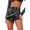 imageMakeMeChic Womens Sequin Skort Metallic Ring Linked Wrap Front Y2K Rave Sparkly Shorts SkortsBlack a