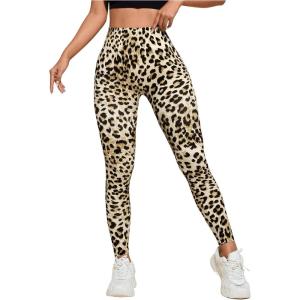 imageMakeMeChic Womens High Waist Skinny Sheer Mesh Insert Workout Leggings Yoga TightsBrown