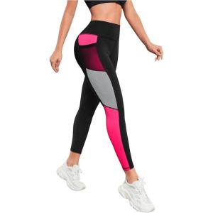 imageMakeMeChic Womens High Waist Skinny Sheer Mesh Insert Workout Leggings Yoga TightsMulticolor