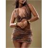 imageMakeMeChic Womens Fuzzy Striped Ruched Sweater Skirt Bodycon Slim Fitted Y2K Short SkirtsMulticolor