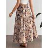 imageMakeMeChic Womens Maternity Skirt Floral Elastic Waist Ruffle Hem Layered Pregnancy Maxi SkirtsKhaki