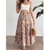 imageMakeMeChic Womens Maternity Skirt Floral Elastic Waist Ruffle Hem Layered Pregnancy Maxi SkirtsKhaki