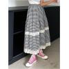 imageMakeMeChic Womens Plaid Print Tiered Layer A Line Ruffle Hem Loose Fit Casual Long Maxi SkirtsBlack a