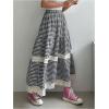 imageMakeMeChic Womens Plaid Print Tiered Layer A Line Ruffle Hem Loose Fit Casual Long Maxi SkirtsBlack a