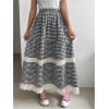 imageMakeMeChic Womens Plaid Print Tiered Layer A Line Ruffle Hem Loose Fit Casual Long Maxi SkirtsBlack a