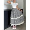 imageMakeMeChic Womens Plaid Print Tiered Layer A Line Ruffle Hem Loose Fit Casual Long Maxi SkirtsBlack a