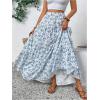 imageMakeMeChic Womens Plaid Print Tiered Layer A Line Ruffle Hem Loose Fit Casual Long Maxi SkirtsBlue and White