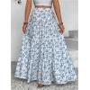 imageMakeMeChic Womens Plaid Print Tiered Layer A Line Ruffle Hem Loose Fit Casual Long Maxi SkirtsBlue and White