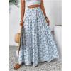 imageMakeMeChic Womens Plaid Print Tiered Layer A Line Ruffle Hem Loose Fit Casual Long Maxi SkirtsBlue and White