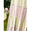 imageMakeMeChic Womens Plaid Print Tiered Layer A Line Ruffle Hem Loose Fit Casual Long Maxi SkirtsPink and Yellow
