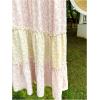 imageMakeMeChic Womens Plaid Print Tiered Layer A Line Ruffle Hem Loose Fit Casual Long Maxi SkirtsPink and Yellow