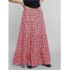 imageMakeMeChic Womens Plaid Print Tiered Layer A Line Ruffle Hem Loose Fit Casual Long Maxi SkirtsRed
