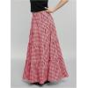 imageMakeMeChic Womens Plaid Print Tiered Layer A Line Ruffle Hem Loose Fit Casual Long Maxi SkirtsRed