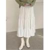 imageMakeMeChic Womens Plaid Print Tiered Layer A Line Ruffle Hem Loose Fit Casual Long Maxi SkirtsWhite