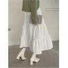 imageMakeMeChic Womens Plaid Print Tiered Layer A Line Ruffle Hem Loose Fit Casual Long Maxi SkirtsWhite