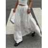 imageMakeMeChic Womens Plaid Print Tiered Layer A Line Ruffle Hem Loose Fit Casual Long Maxi SkirtsWhite a