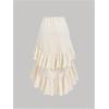 imageMakeMeChic Womens Ruched Ruffle Hem Tiered High Low Asymmetrical Drawstring Maxi Long SkirtsApricot