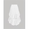 imageMakeMeChic Womens Ruched Ruffle Hem Tiered High Low Asymmetrical Drawstring Maxi Long SkirtsWhite