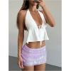 imageMakeMeChic Womens Sequin Skirt Mini Skirt Summer Bodycon Sparkly Skirt with Shorts UnderneathMauve Purple