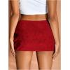 imageMakeMeChic Womens Sequin Skirt Mini Skirt Summer Bodycon Sparkly Skirt with Shorts UnderneathRed