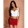 imageMakeMeChic Womens Sequin Skirt Mini Skirt Summer Bodycon Sparkly Skirt with Shorts UnderneathRed
