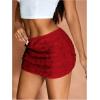imageMakeMeChic Womens Sequin Skirt Mini Skirt Summer Bodycon Sparkly Skirt with Shorts UnderneathRed