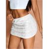 imageMakeMeChic Womens Sequin Skirt Mini Skirt Summer Bodycon Sparkly Skirt with Shorts UnderneathWhite