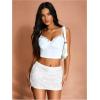 imageMakeMeChic Womens Sequin Skirt Mini Skirt Summer Bodycon Sparkly Skirt with Shorts UnderneathWhite
