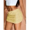 imageMakeMeChic Womens Sequin Skirt Mini Skirt Summer Bodycon Sparkly Skirt with Shorts UnderneathYellow