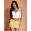 imageMakeMeChic Womens Sequin Skirt Mini Skirt Summer Bodycon Sparkly Skirt with Shorts UnderneathYellow