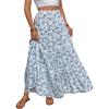 imageMakeMeChic Womens Plaid Print Tiered Layer A Line Ruffle Hem Loose Fit Casual Long Maxi SkirtsBlue and White